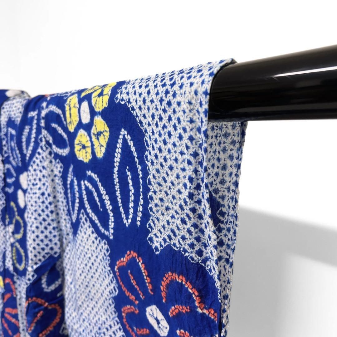 浴衣 有松鳴海絞り 浴衣 花模様 ブルー リーフ 着物 034a d - メルカリ