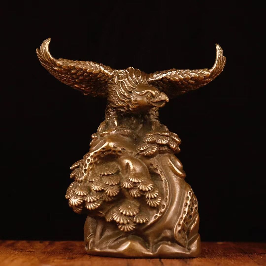 鷹 置物 銅 ゴールド 鳥 インテリア 彫刻 開運 風水 金運 鷹 タカ 置物