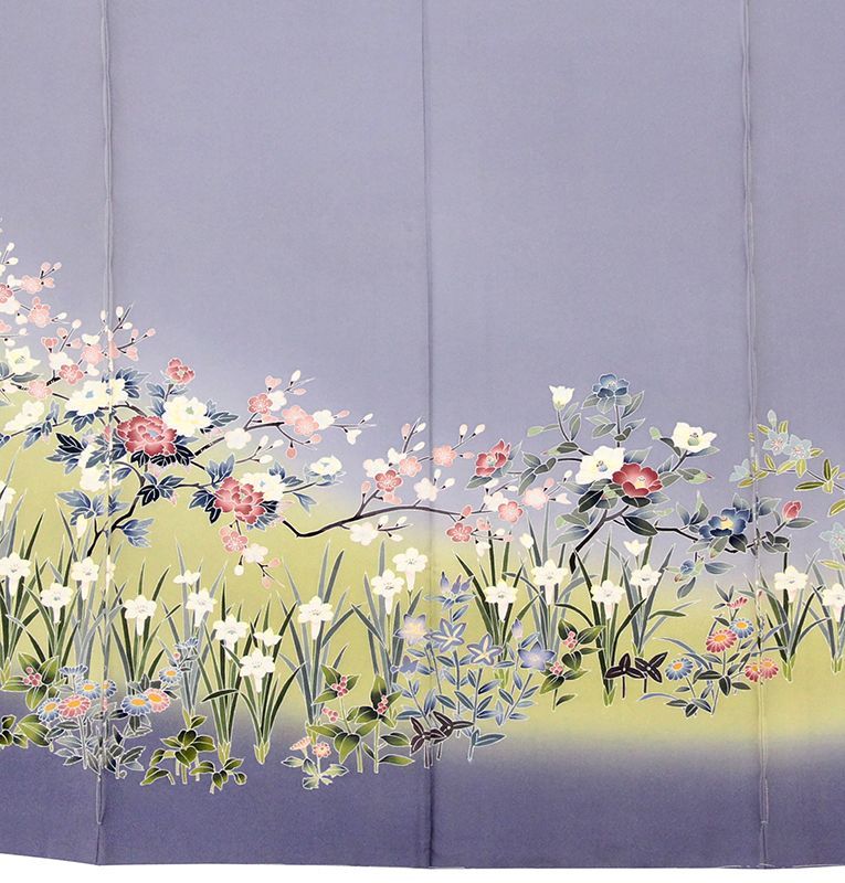 本加賀友禅手描き美術染大西正廣先生作 工芸加賀四季花祝い王朝庭園図特撰色留袖