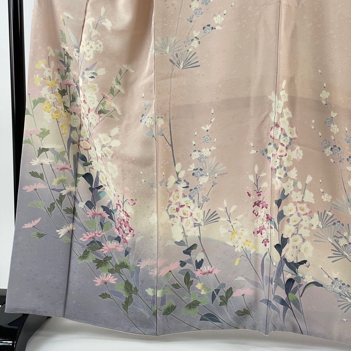 訪問着 身丈164cm 裄丈68.5cm L 袷 阿部佳雪 落款 草花 銀