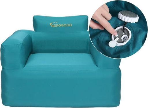 Aerogogoエアーソファーキャンプソファエコ材質アウトドア空気ソファー自動膨張カバー洗濯 エアソファチェア電動ポンプ内蔵収納袋付き携帯便利耐荷重300kg日光浴キャンプ 単人用ソファ