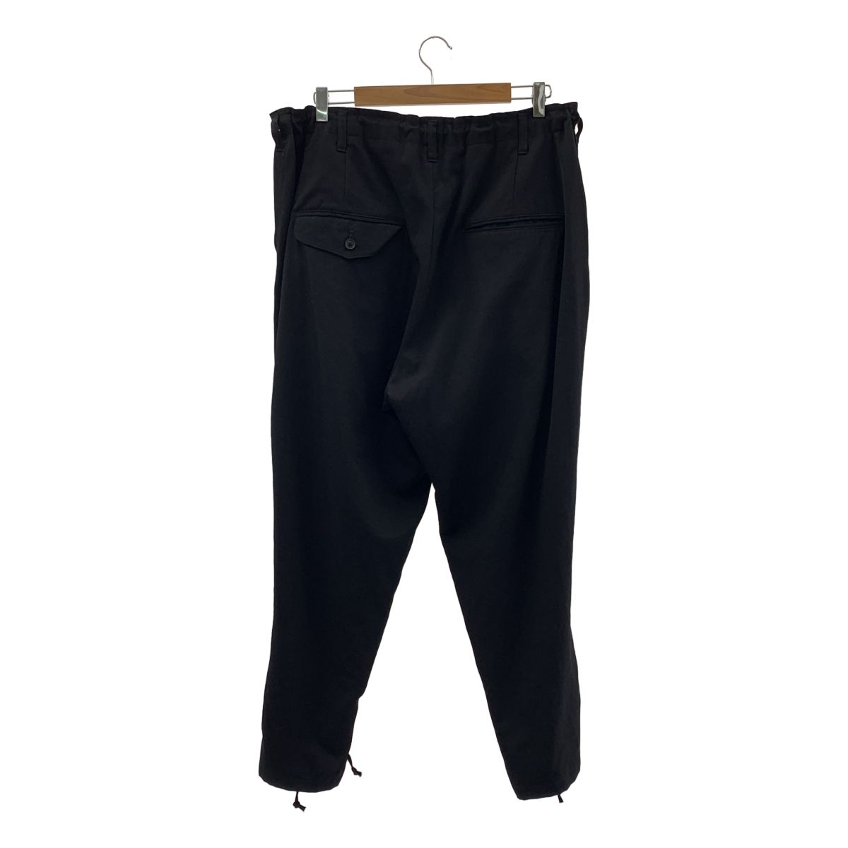 YOHJI YAMAMOTO POUR HOMME ヨウジヤマモトプールオム 2019AW ウール シワギャバE 前裾レースアップ パンツ 2 ブラック メンズ USTAUSTRALIA_COM_AU