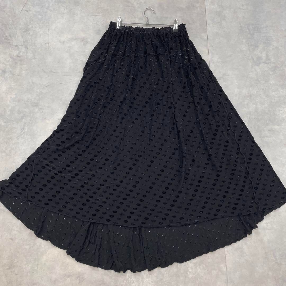 BLAMINK ブラミンク ロングスカート ドット柄 カットワーク フ レーヨン 黒 38