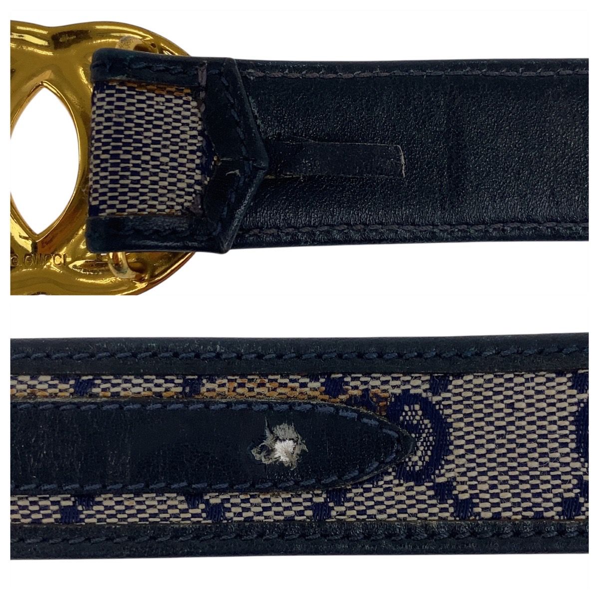 GUCCI ベルト キャンバス レザー GG