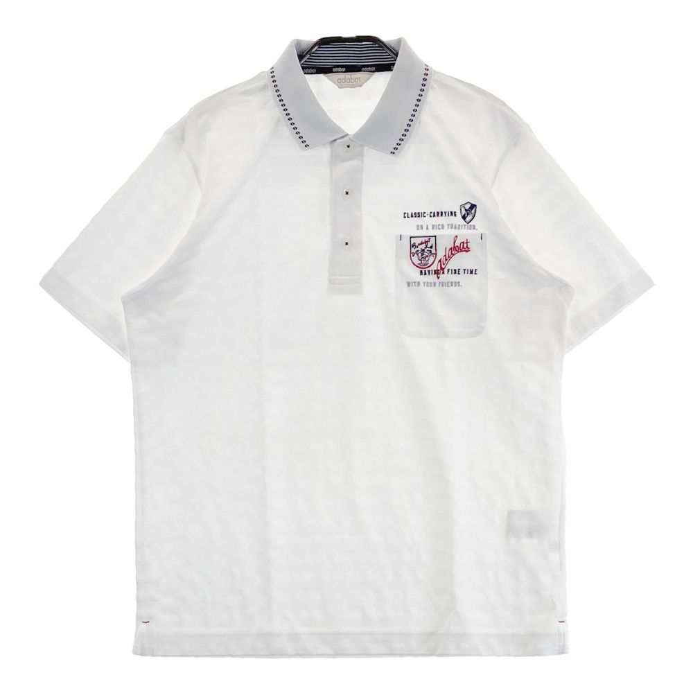 サイズ：48 ADABAT アダバット 半袖ポロシャツ ボーダー柄 ホワイト系