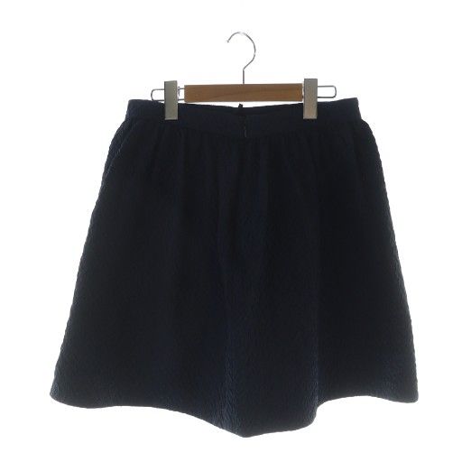 プラダ PRADA ミニスカート フレア ジップフライ ロゴ 38 S 紺