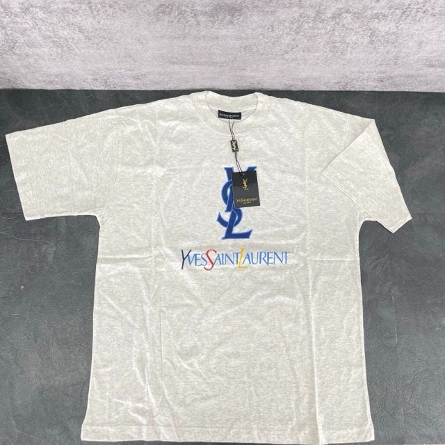 YSL ロゴプリント グレー Tシャツ グレー Lイブサンローラン YSL ロゴプリント グレー Tシャツ グレー Lイブサンローラン