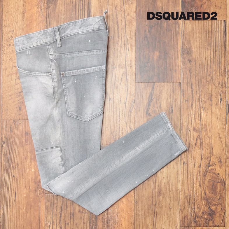 DSQUARED2/46サイズ/美脚デニムパンツ S71LB1095 SKATER JEAN ストレッチ ダメージ パッチワーク  新品/グレー/hd757/