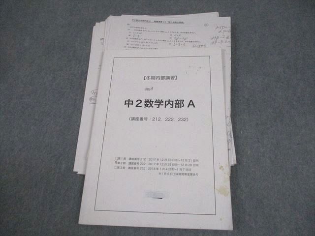 鉄緑会 中2数学内部A テキスト/テスト12回分付 2017 冬期 007s0D