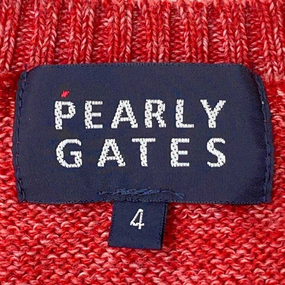 サイズ：4 PEARLY GATES パーリーゲイツ MR.MEN LITTLE MISS 長袖ニットセーター  レッド系 [240101489381] ゴルフウェア メンズ ストスト サイズ：4 PEARLY GATES パーリーゲイツ MR.MEN LITTLE MISS