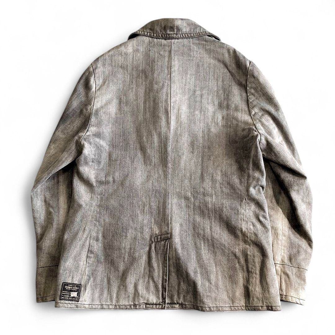 デニム-サプライ ラルフローレン デニム Pコート ヴィンテージ加工 グレー M