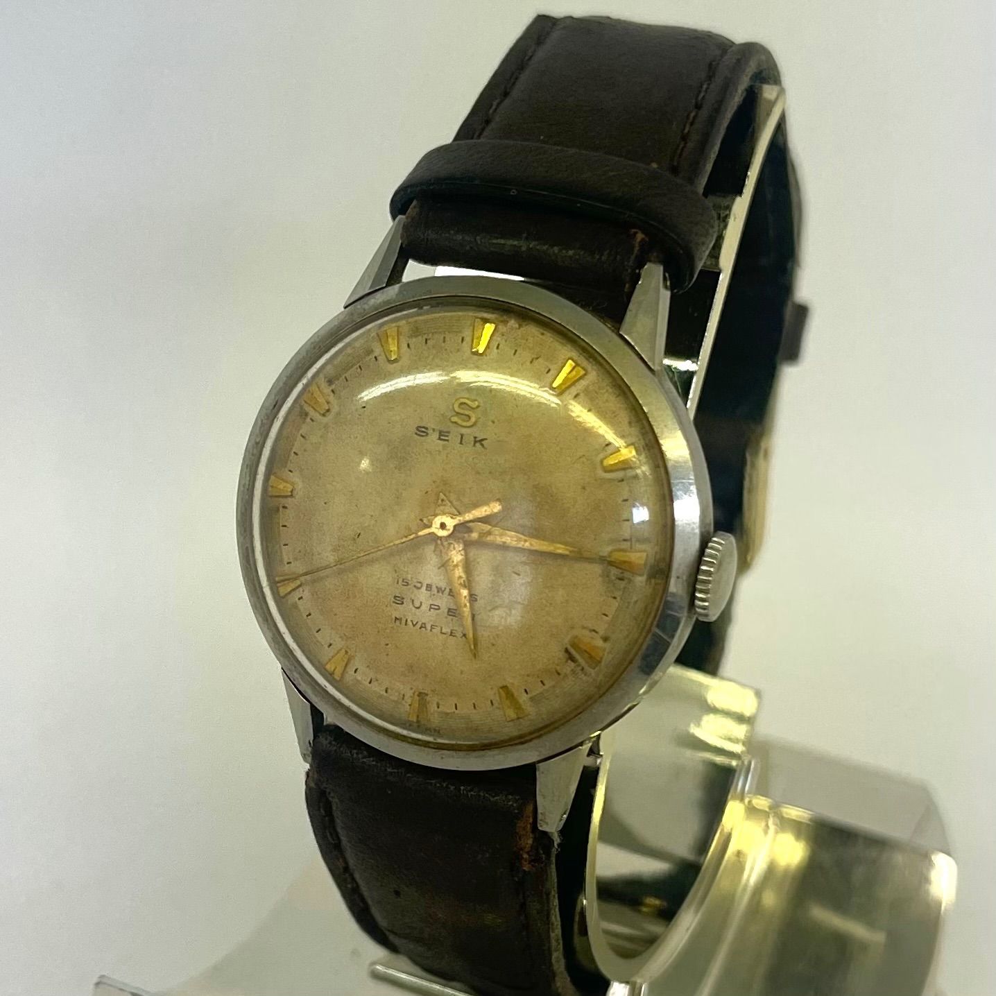 セイコー SEIKO スーパー nivaflex 腕時計 手巻き アナログ ゴールド