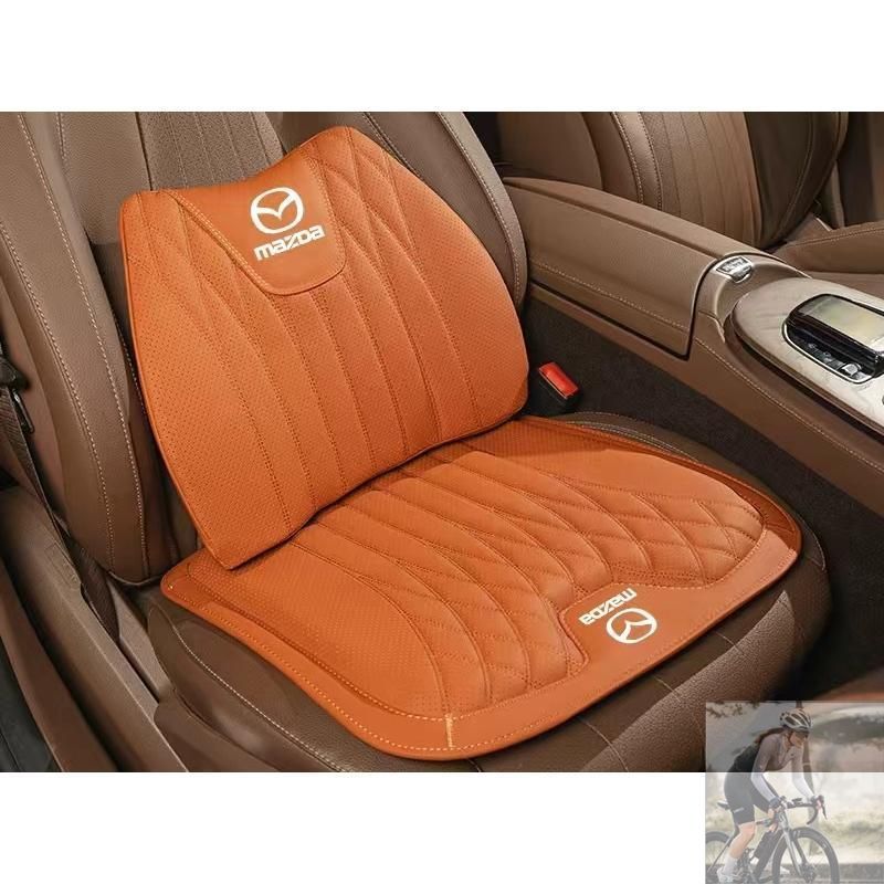 【美品・新品未使用】◆マツダ MAZDA◆オレンジ◆シートクッション 車用 シートカバー ナッパ レザー 腰当て 滑り止め 弾性 座布団1点+腰クッション1点 4,551円