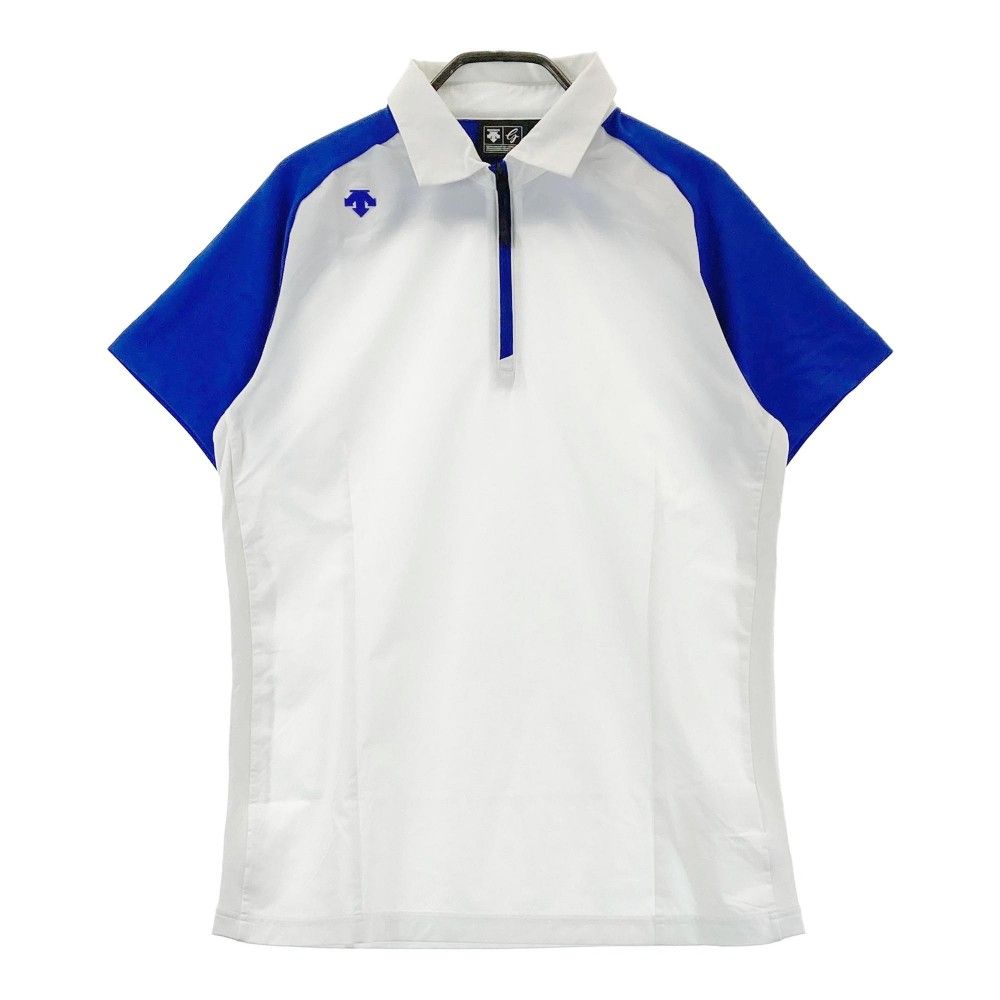 サイズ：L DESCENTE GOLF デサントゴルフ  ハーフジップ 半袖ポロシャツ  ブルー系 [240101499963] ゴルフウェア メンズ ストスト BRIEFING GOLF DESCENTE デサントゴルフ ハーフジップ 半袖