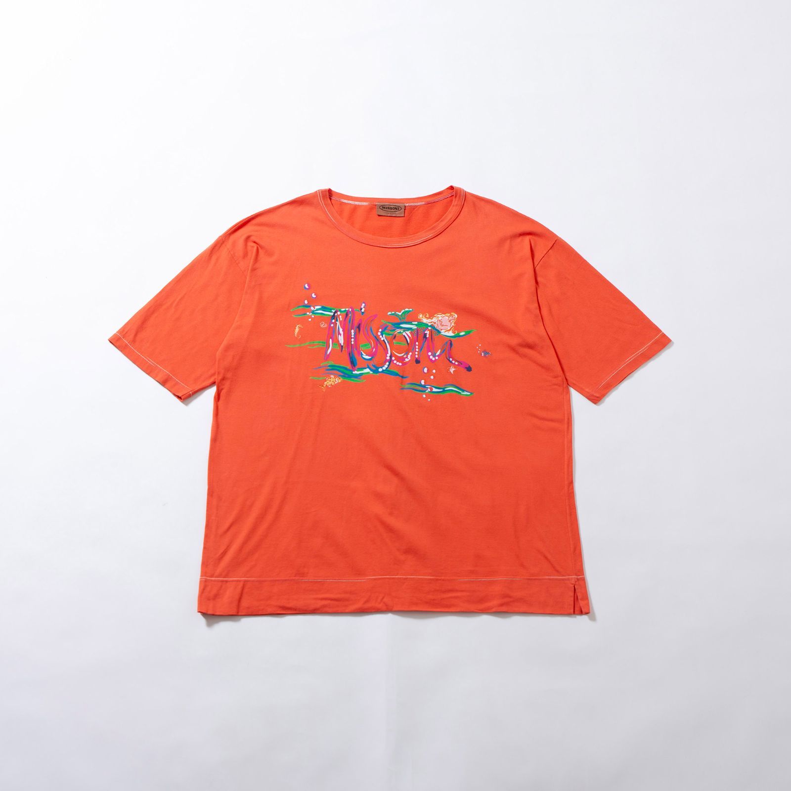 MISSONI ミッソーニ ボーダー ドルマン Tシャツ カットソー ストレッチ トップス 大きいサイズ 48 XL オレンジ レディース 【中古】 MISSONI ミッソーニ ボーダー ドルマン Tシャツ カットソー