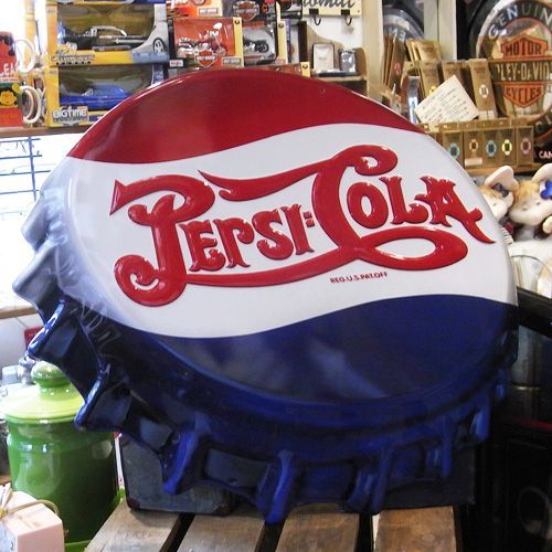ブリキ看板 ペプシコーラ インテリア Pepsi アメリカン雑貨 ダイカット ボトルキャップ