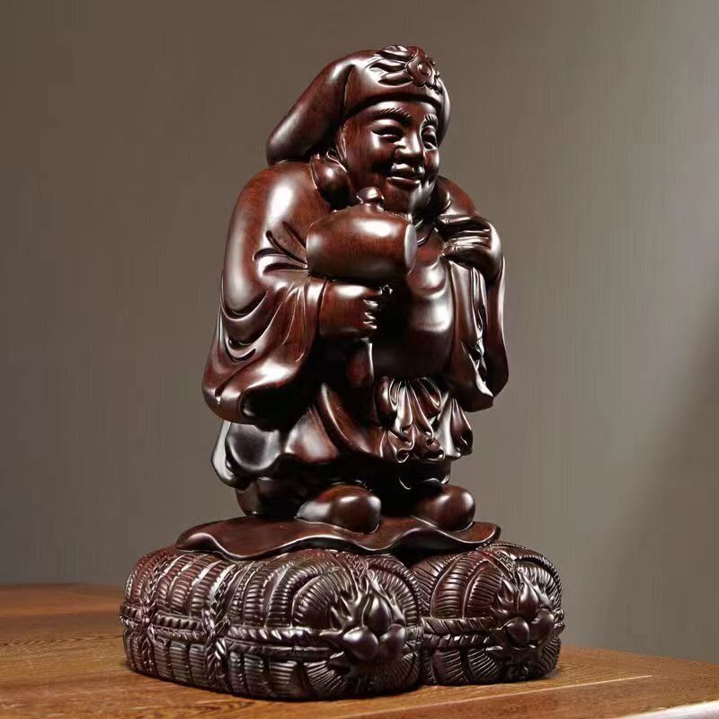 【修縁堂】精彫造像 大黒天 木彫仏像 精密彫刻 大黒様 仏教美術品 木彫 仏教工芸 精密細工 大黒天立像 精密彫刻 黒檀木 仏師で