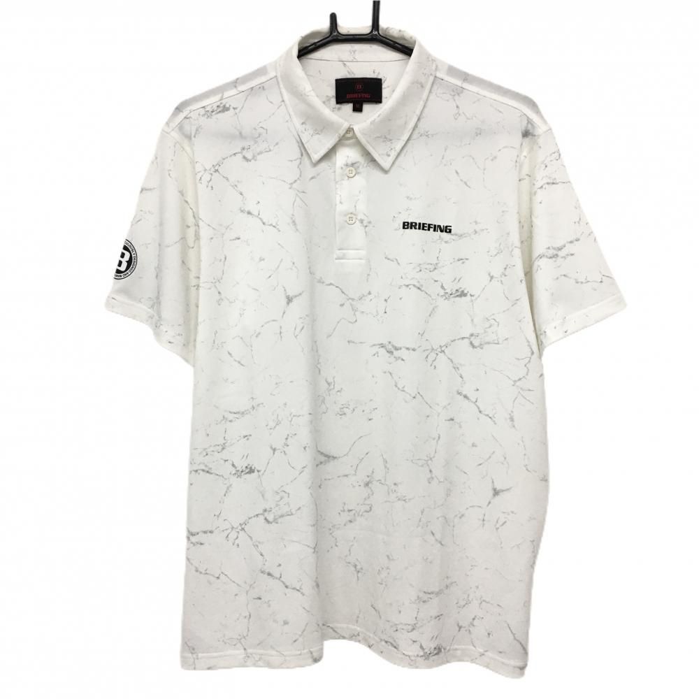 ブリーフィング 半袖ポロシャツ 白 胸ロゴ メンズ M ゴルフウェア BRIEFING