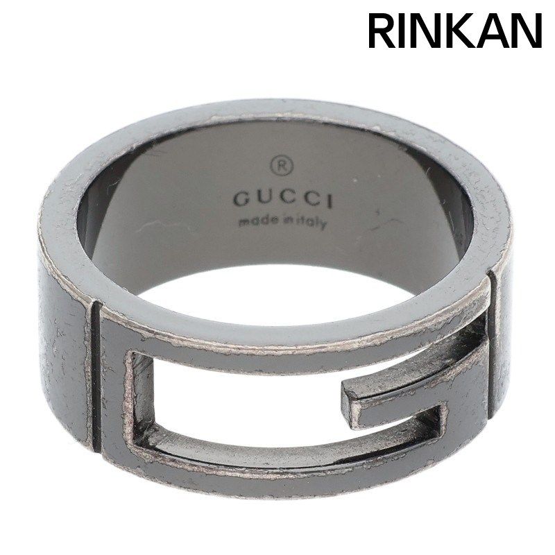 グッチ ブランテッドG ブラックコーティングシルバーリング メンズ 13.5号|15