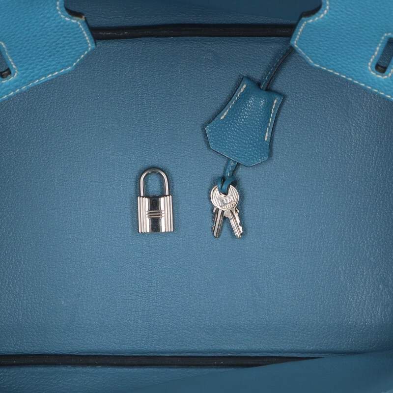 エルメス バーキン35 □J刻印 SV金具トゴブルージーンハンドバッグ