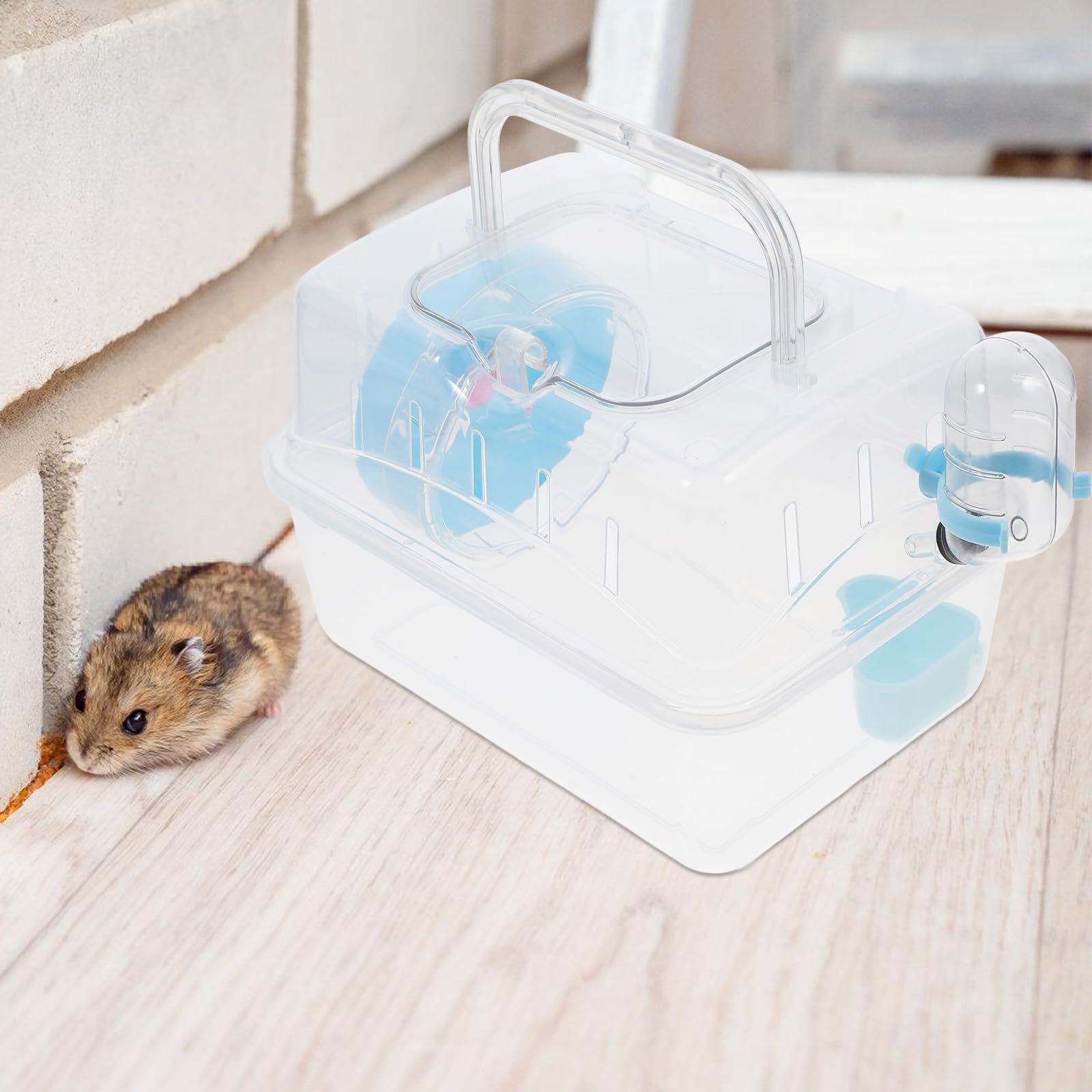 モルモット用 ペット ハムスター ハムスター トラベル アクリル ポータブル ケージ ケージ キャリー 小動物 おでかけ セット 持ち運び キャリーケース POPETPOP