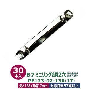 B7縦ミニリング金具 PE123-02-13R 17 サイズ 長さ123mm ×背幅17mm 2穴 材質 鉄 30本入１袋