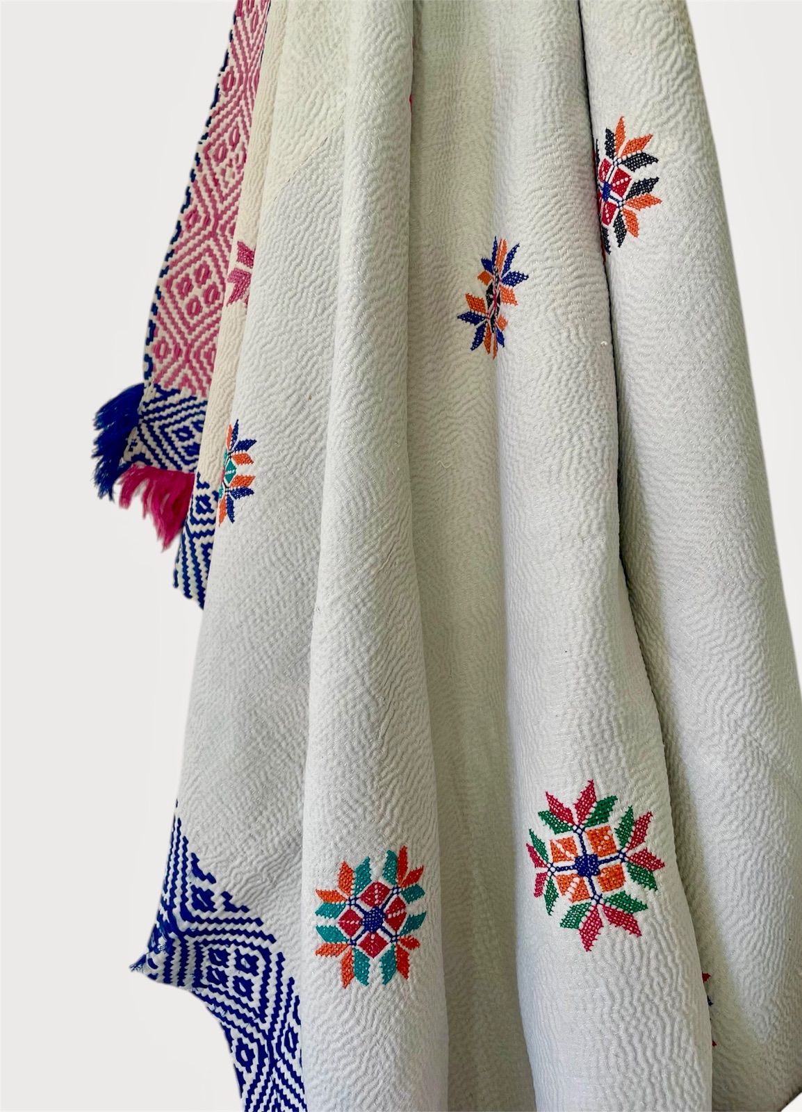 カンタキルト 刺繍ホワイトカンタ カンタキルト ヴィンテージ