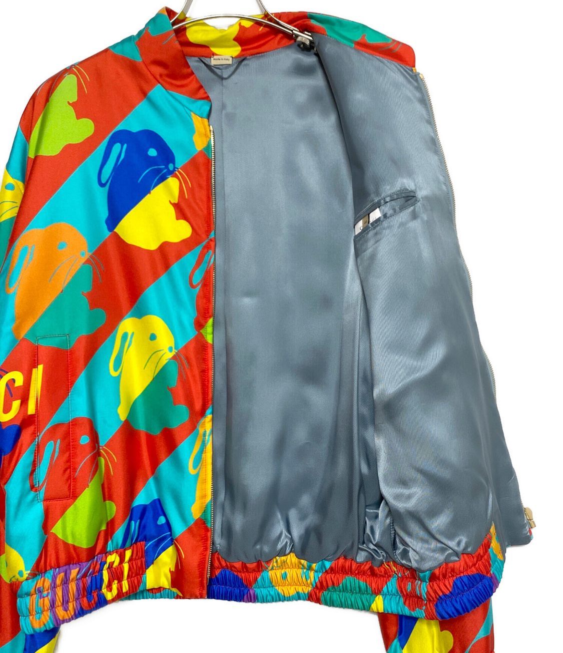 GUCCI カラフルバニー柄 ジャケット GUCCI バニープリント ツイル ジップジャケット マルチカラー