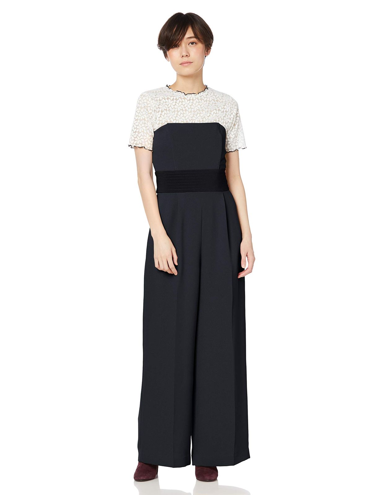 ラグナムーン ワンピース LADYステッチベルトワイドパンツドレス レディース チャコールグレー 日本 M 日本サイズM相当