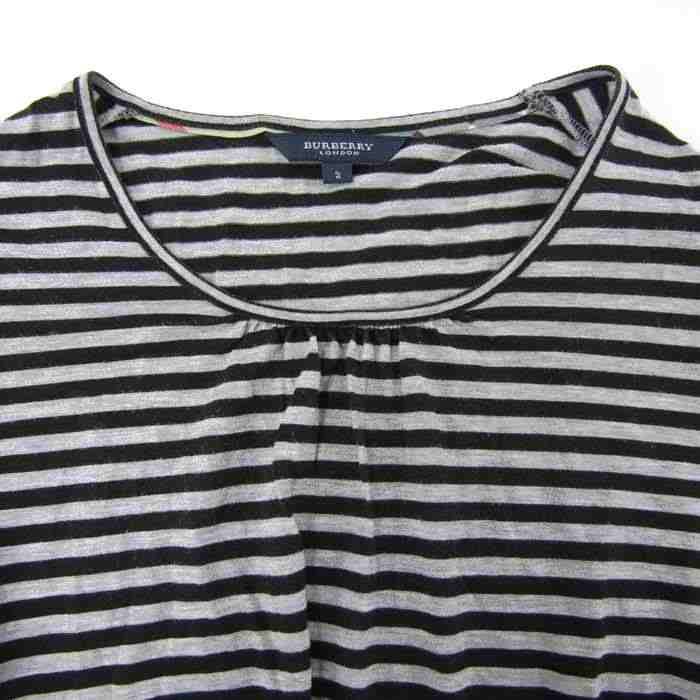 バーバリー Tシャツ カットソー 7分袖 Uネック ボーダー トップス 日本 