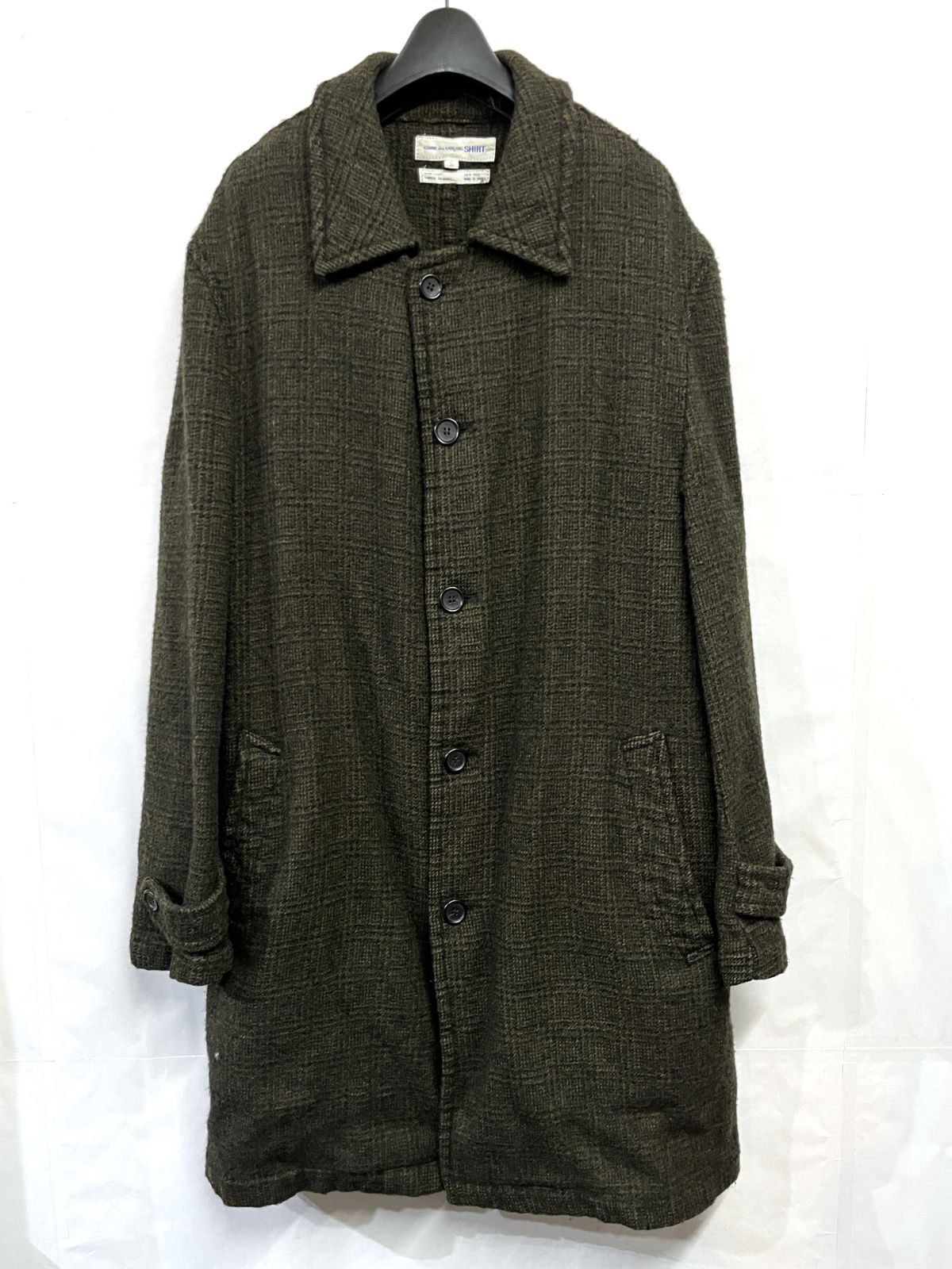 90s ヴィンテージ アーカイブ COMME des GARCONS SHIRT｜コムデギャルソンシャツ 縮絨 製品染め グレンチェック ウール ロングコート