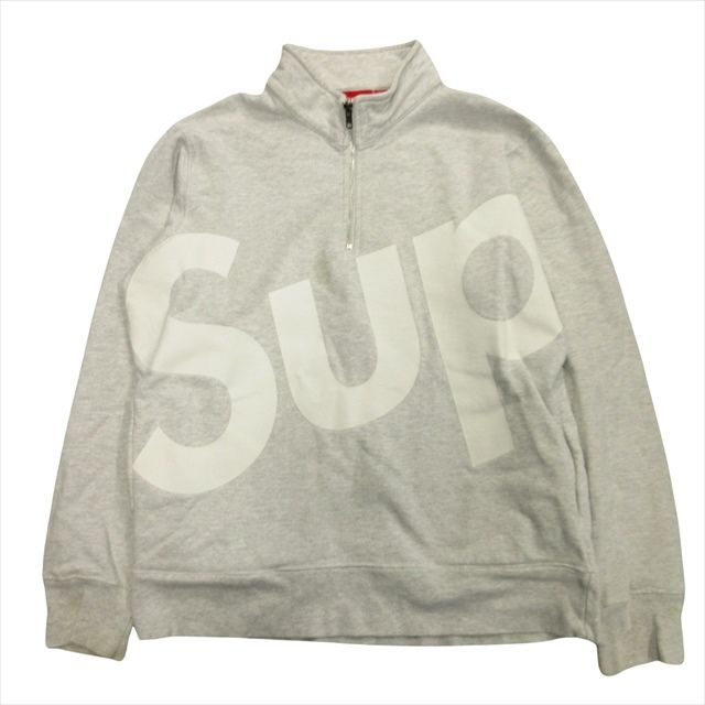 15aw シュプリーム SUPREME ハーフジップ プルオーバー Sup Half Zip Pullover スウェット シャツ ビッグ ロゴ  プリント L ライトグレー メンズ※ - メルカリ