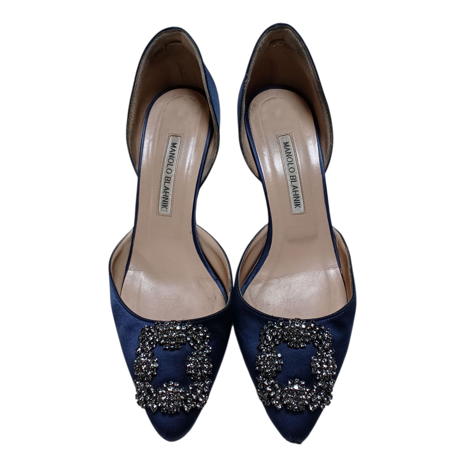 N0527】マノロブラニク Manolo Blahnik ハンギシ サテンパンプス