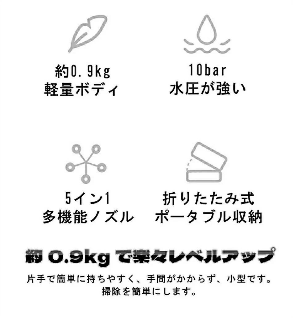 スマホサイズなのに高水圧 世界最小級折り畳み式高圧洗浄機