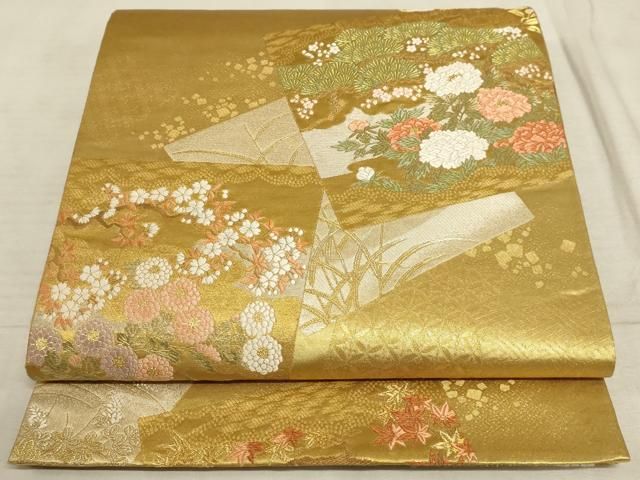9412］袋帯 美品 色紙重ね 唐織 草花舞鶴 六通 正絹 着物の通販｜ラクマ