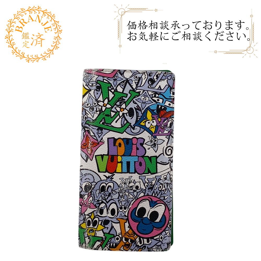 ５％OFF フォロワークーポン LOUIS VUITTON ルイヴィトン ビトン M82011 ポルトフォイユ ブラザ NM 二つ折り財布 モノグラムコミックキャンバス レザー 長財布 グリーン メンズ ブランド