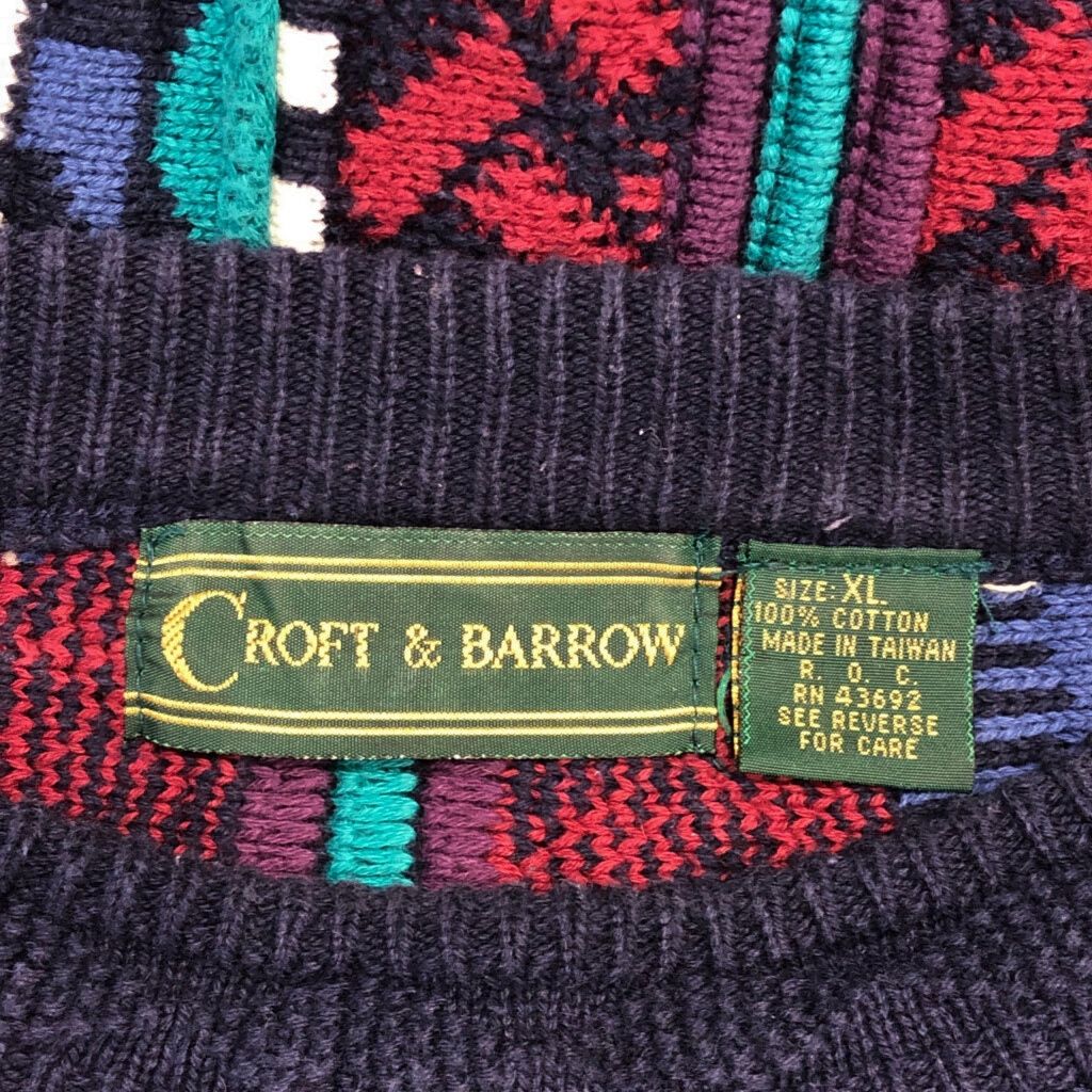90年代 Croft＆barrow クラフトアンドバロー 3Dニットセーター 総柄 