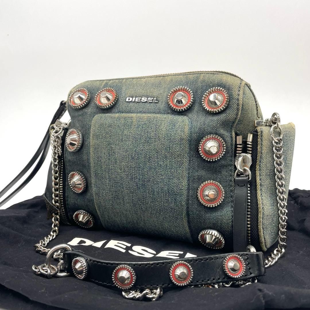 DIESEL ディーゼル ショルダーバッグ 斜め掛け チェーン スタッズ 