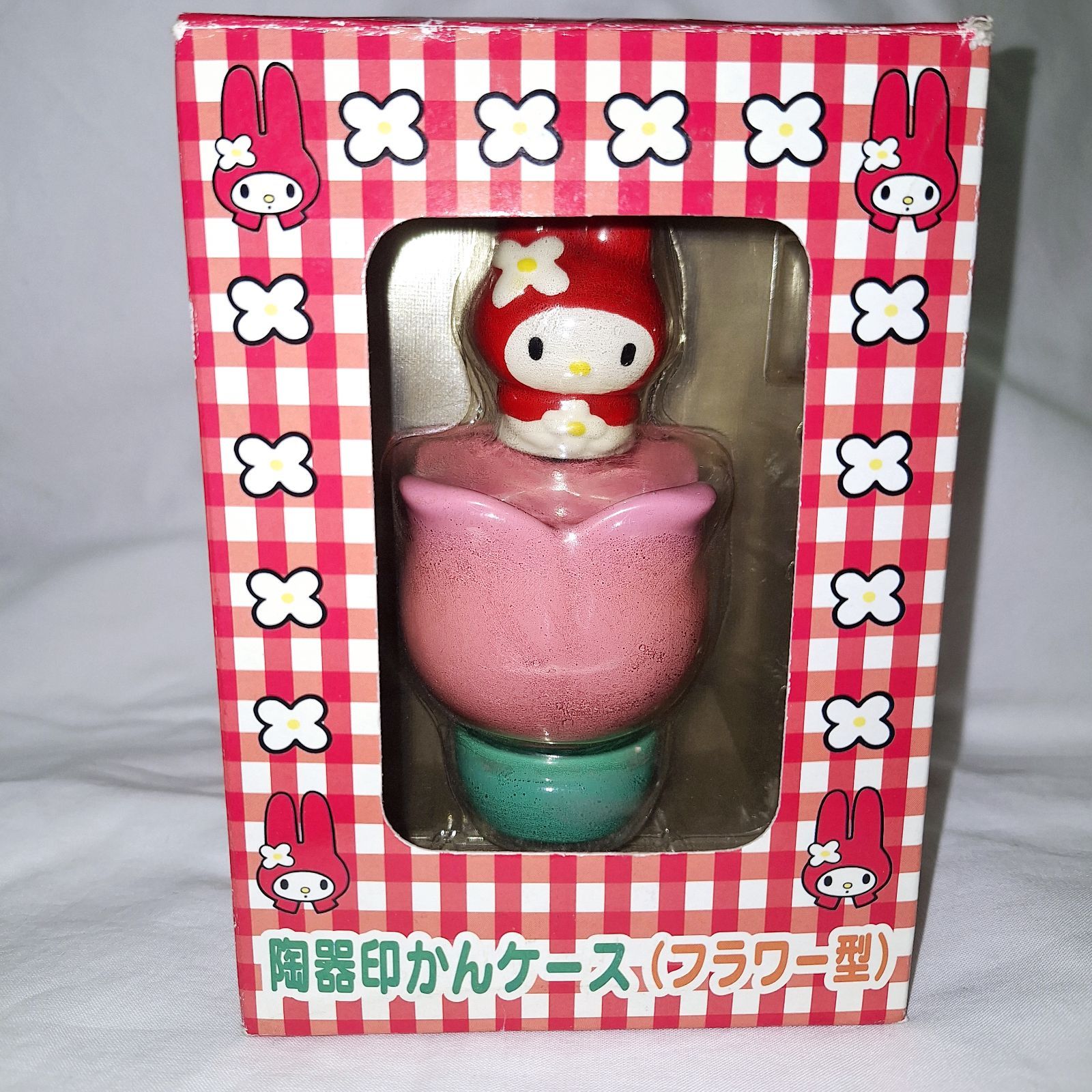 1998年 レトロ サンリオ マイメロ マイメロ 陶器 フラワー型 印鑑ケース 1998年 レトロ サンリオ マイメロ マイメロ 陶器 フラワー型