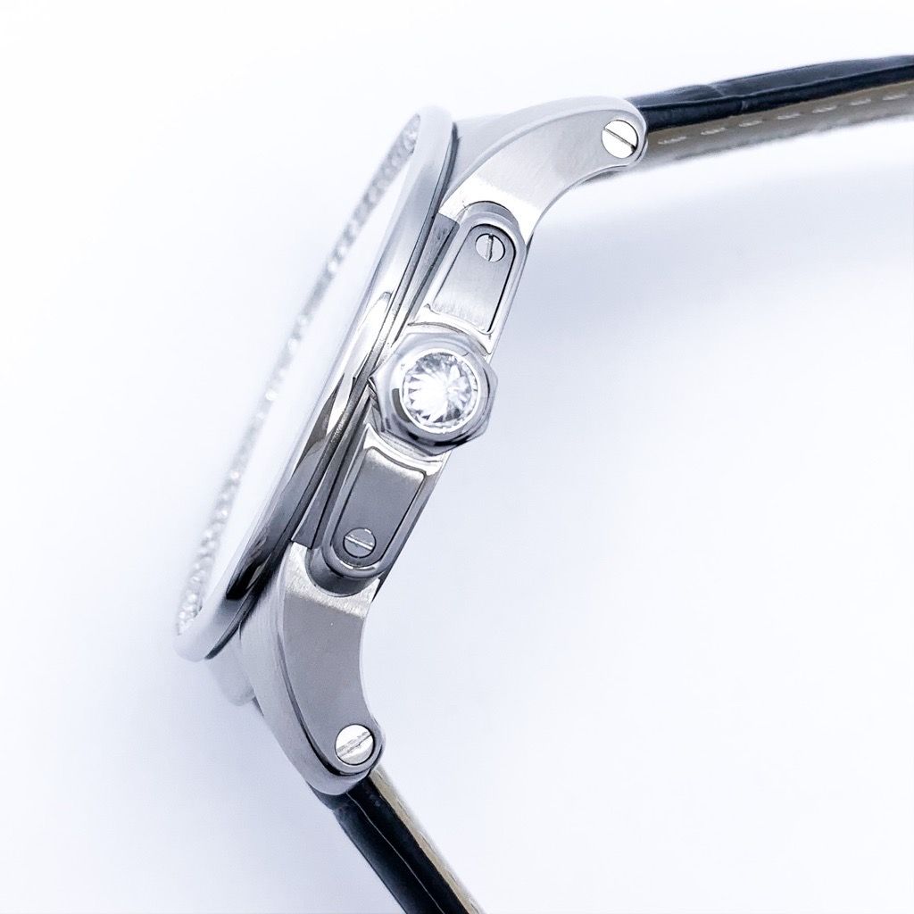 仕上済】カルティエ カリブルドゥカルティエ 白文字盤 ダイヤ レザー  