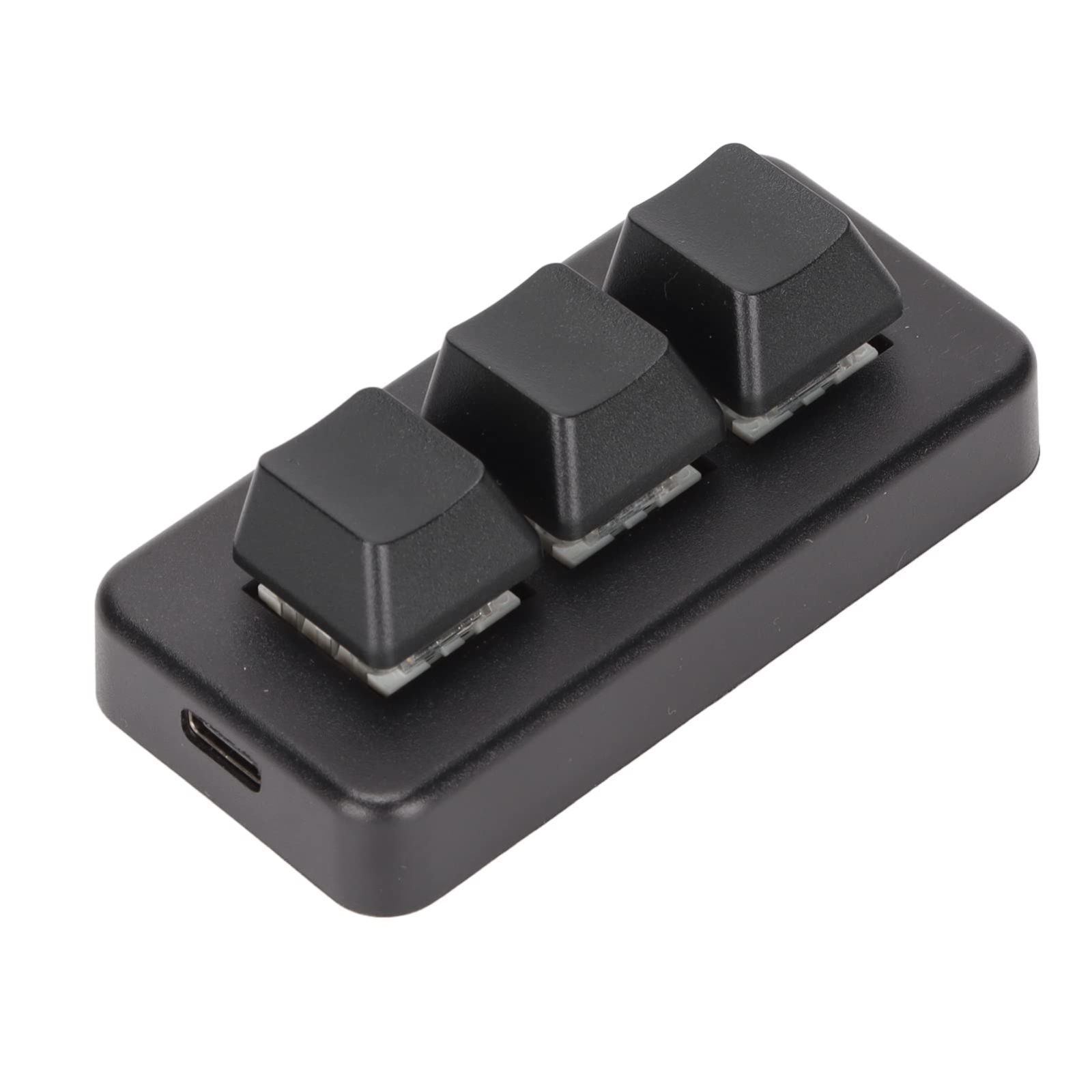 Color:ブラック USBミニ3キーキーパッド、ミニUSBマイクロインターフェイス3キー片手メカニカルゲーミングキーパッドRGB 3キーミニメカニカルキーボードプログラマブルキーボード、コンピュ