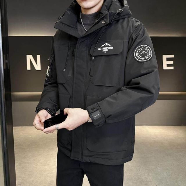 秋冬 コーデ メンズ 服 シンプル ファッション オシャレ 大人 かっこいい 大きいサイズ ストリート 紳士服 マルチ ポケット アウトドア ダウン ジャケット 冬 暖かい ホワイトダックダウン