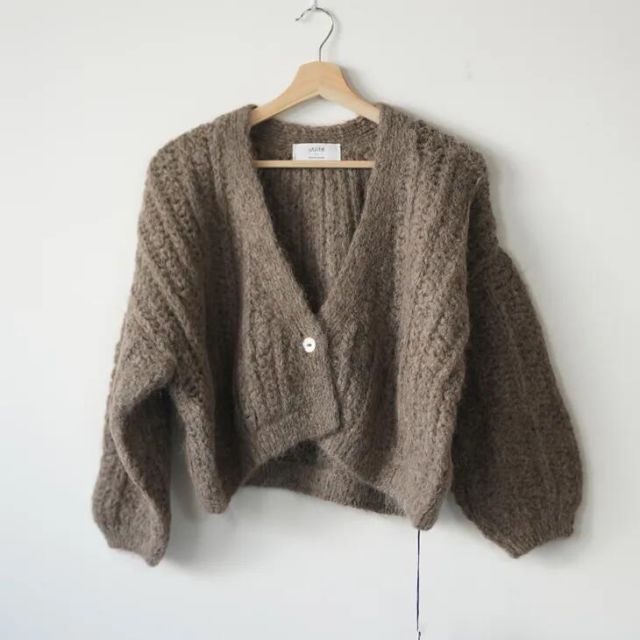 utilite ユティリテ | 手編み畦編みカーディガン ブラウン | 25AW ペルーハイランドウール細番手引き揃え