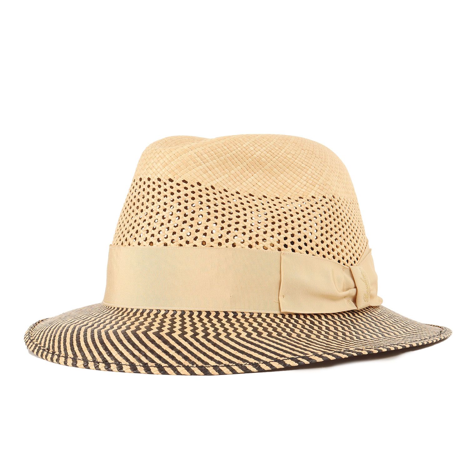 Borsalino ボルサリーノ ハット サイズ 61cm | ストローハット | 麦わら帽子 SEMI VENTILATED | ナチュラル | イタリア製 | ブランド ファッション アイテム 小物 メンズ