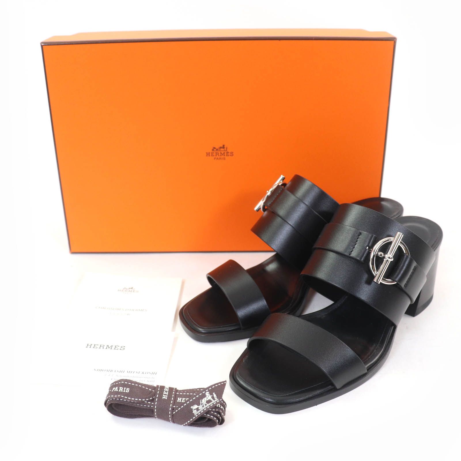 極美品 エルメス ミュール シルバー金具 ブラック レザー 極美品☆HERMES エルメス キュート シルバー金具 2025年購入