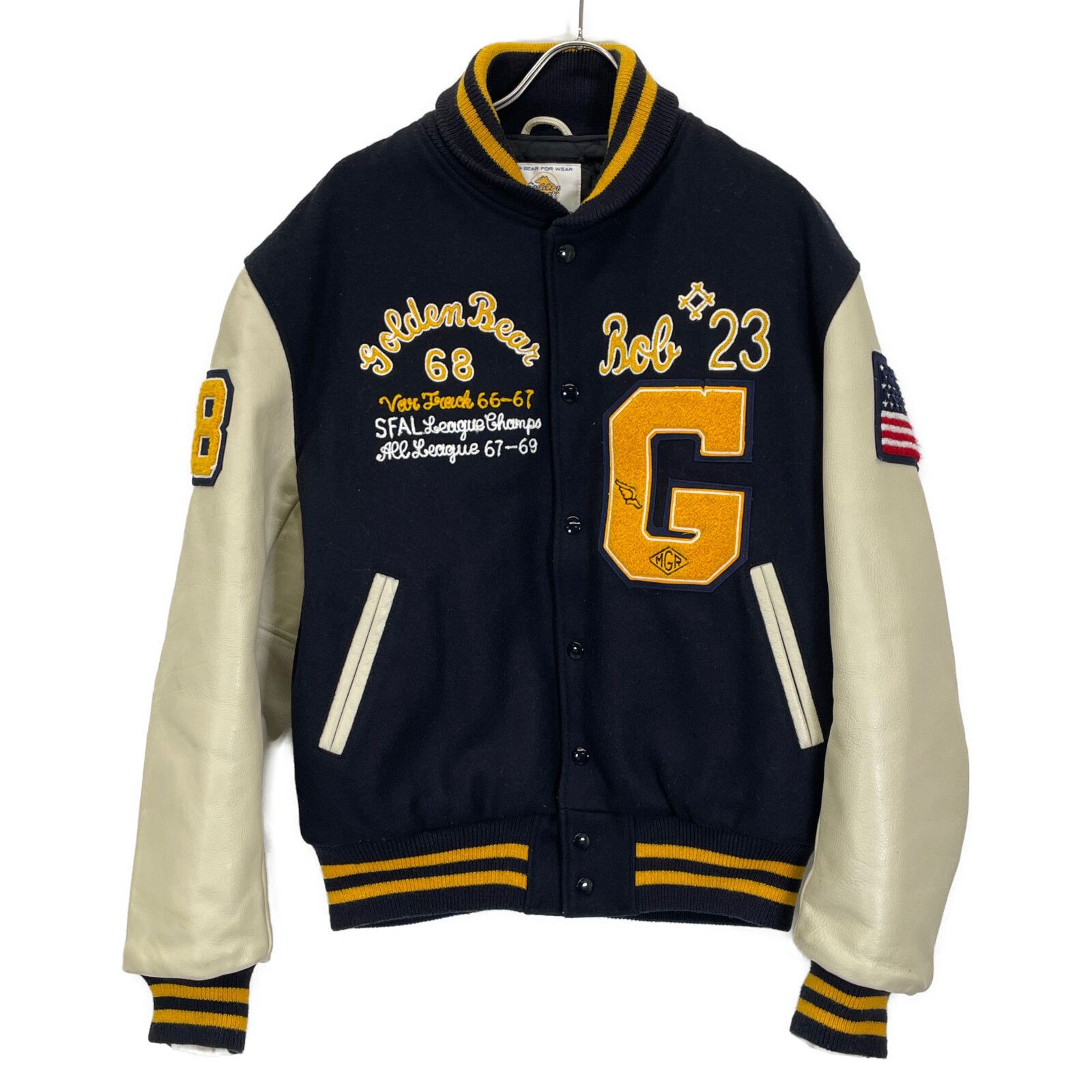 SHIPS別注 GOLDEN BEAR 異素材切替 スタジャン ダークネイビー