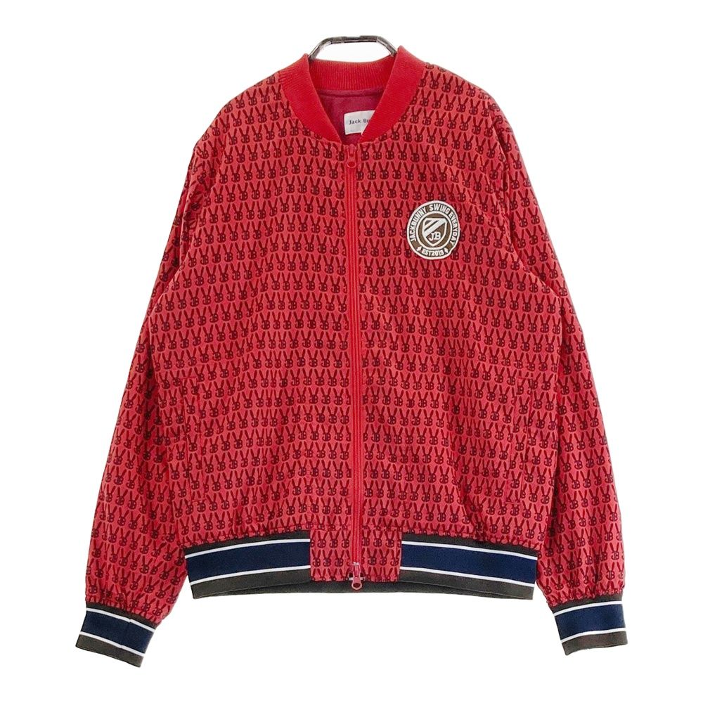 サイズ 1 JACK BUNNY ジャックバニー 袖蓄熱 裏起毛 ジップジャケット モノグラム 総柄 レッド系 240101509065 ゴルフウェア レディース ストスト