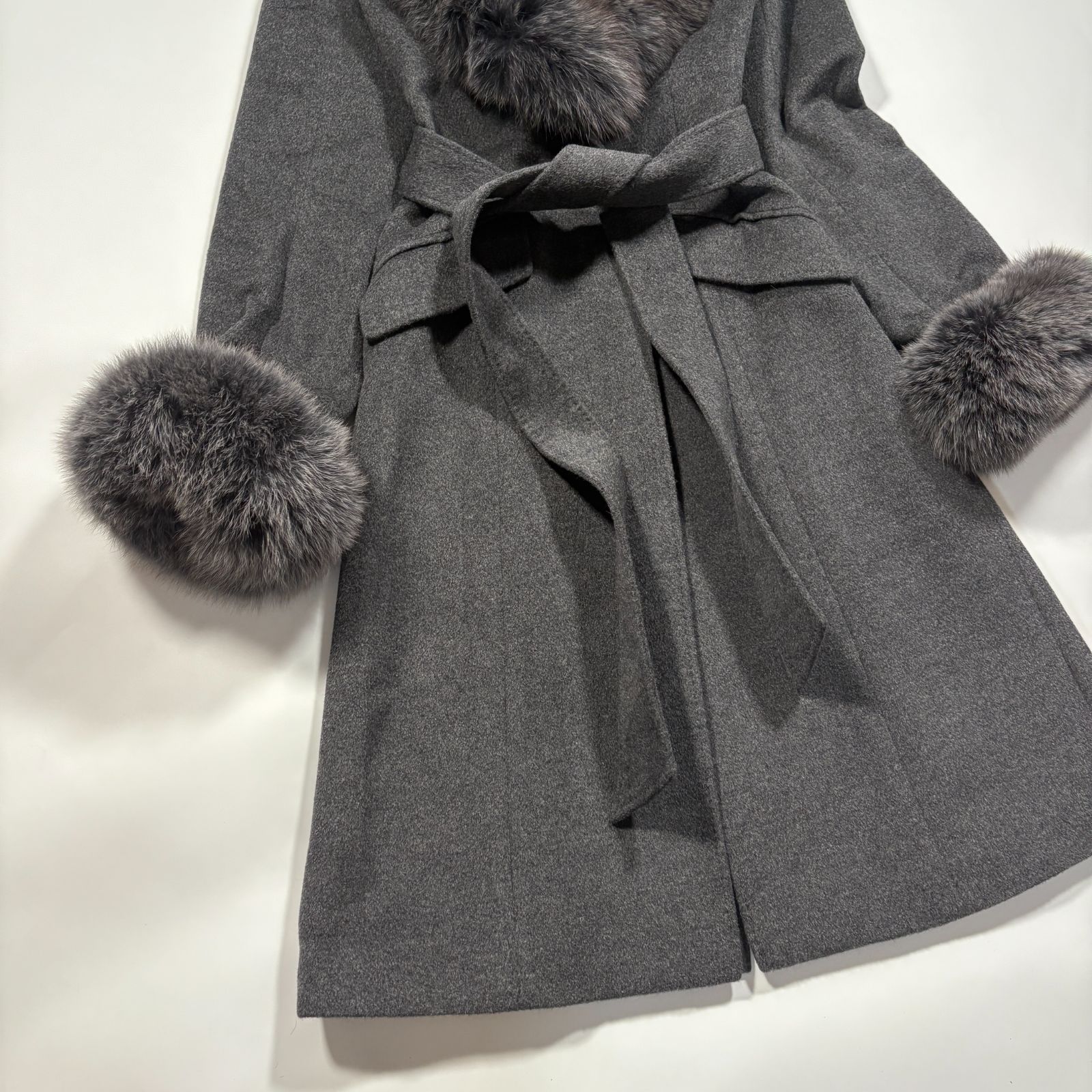 ほぼ未使用 MATERIA マテリア リアルファー アンゴラ ウール ロング