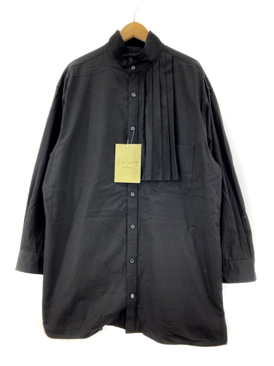 Yohji Yamamoto POR HOMME アシンメトリープリーツブラウス 2 ブラック