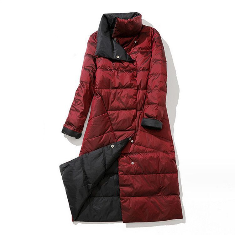 082004ダウンジャケット 配色 リバーシブル 軽量 ダウンコート アウター 立ち襟 L 秋冬 ダウンコート 防寒 スリム ダウンジャケット 暖